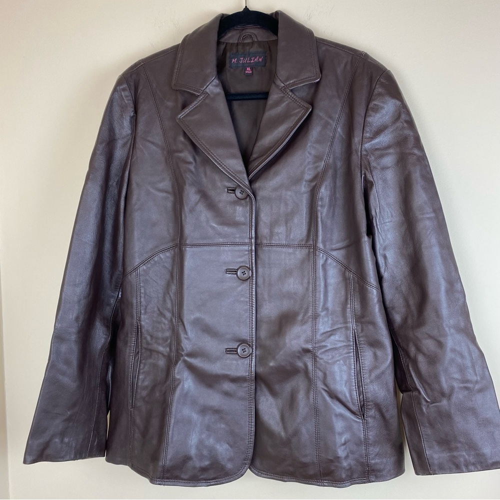 M.JULIAN‎ Soft Brown Leather Jacket size XL
